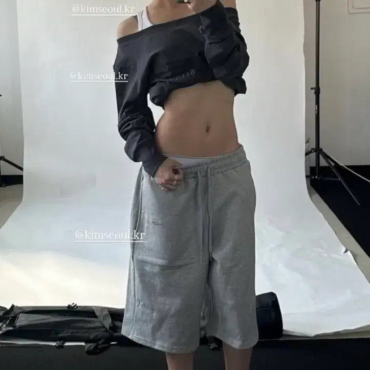 [BUNJANG] Kimseoul Logo Bermuda Pants / 킴서울 로고 버뮤다팬츠