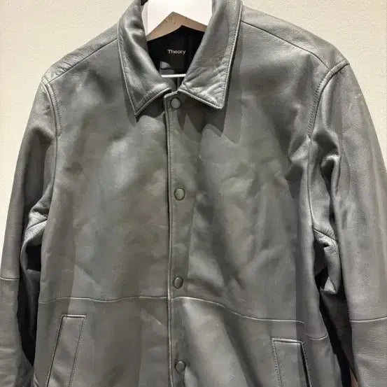 [BUNJANG] Theory Lambskin Leather Coach Jacket / 띠어리 레더 코치자켓 챠콜 Theory 램스킨