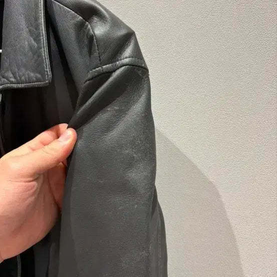 [BUNJANG] Theory Lambskin Leather Coach Jacket / 띠어리 레더 코치자켓 챠콜 Theory 램스킨