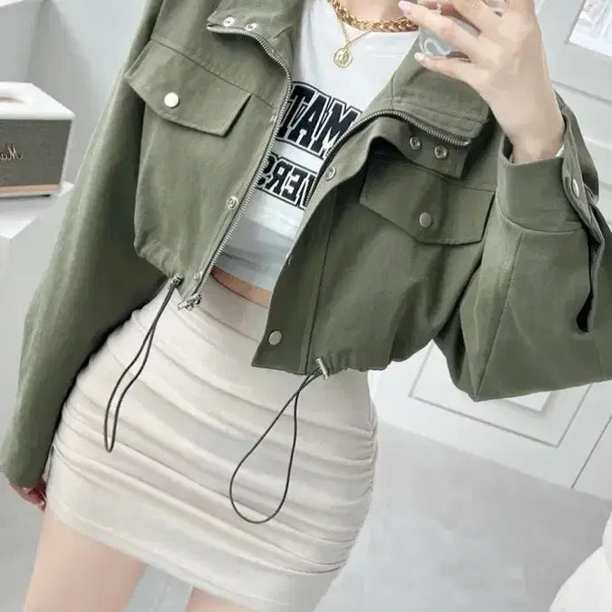 [BUNJANG] Yona Shirring Mini Skirt Set (3 Colors) / 요나 셔링 미니스커트 3개 아이보리,차콜,블랙