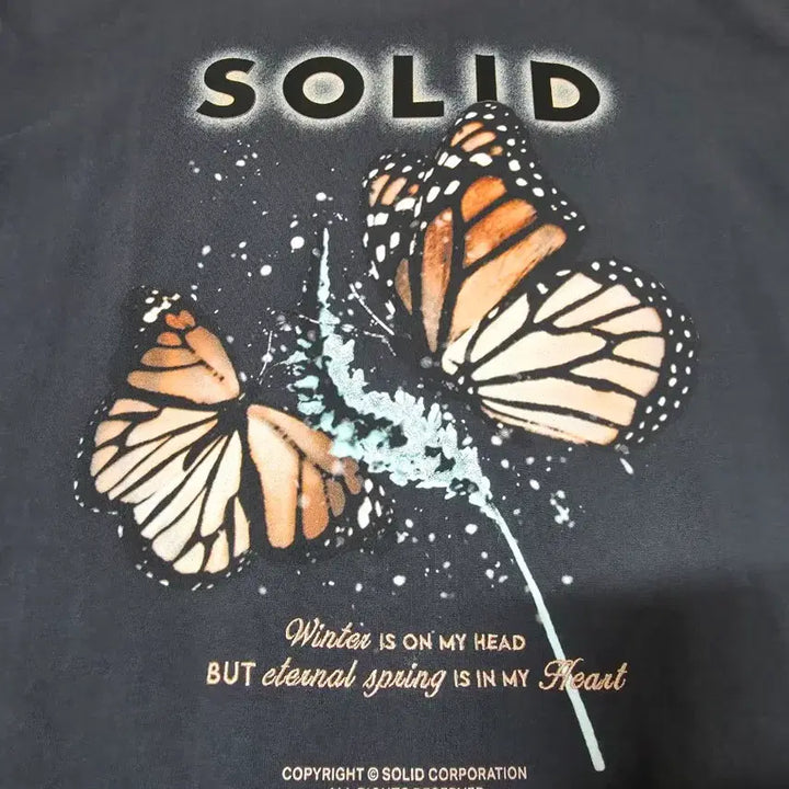 [BUNJANG] Solid Homme Butterfly Graphic T-Shirt / [52] 솔리드옴므 그레이 버터플라이 그래픽 티셔츠