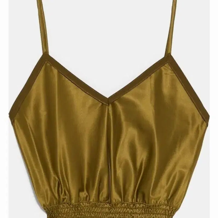 [BUNJANG] ZARA Olive Green Satin Crop Top / ZARA 올리브그린 카키 새틴 크롭 탑 나시