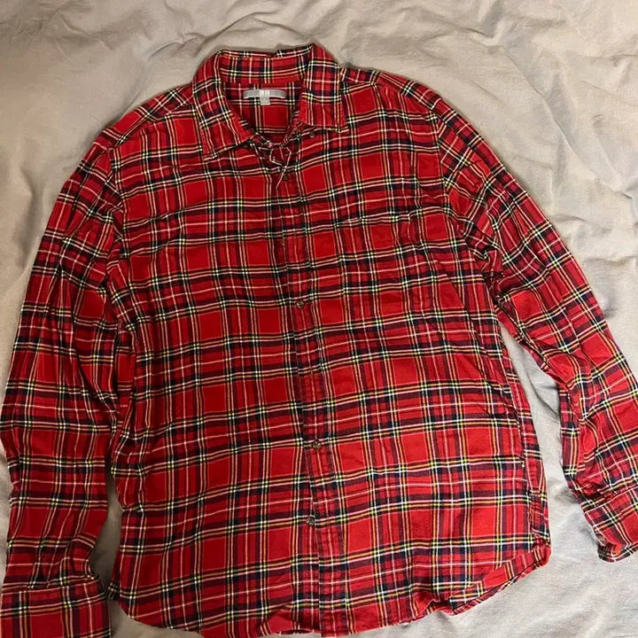 [BUNJANG] Uniqlo Flannel Checkered Shirt Red L / 유니클로 플란넬 체크셔츠 레드 L