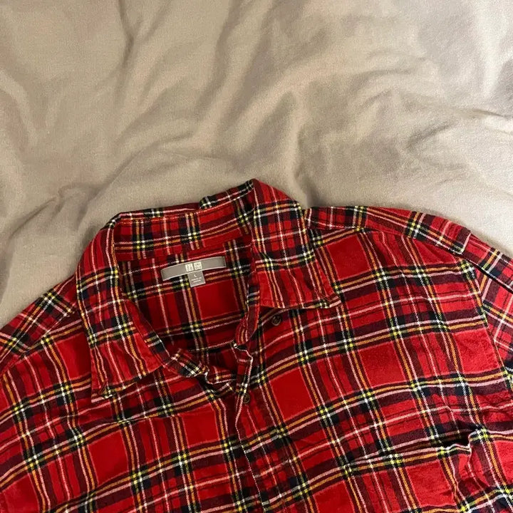 [BUNJANG] Uniqlo Flannel Checkered Shirt Red L / 유니클로 플란넬 체크셔츠 레드 L