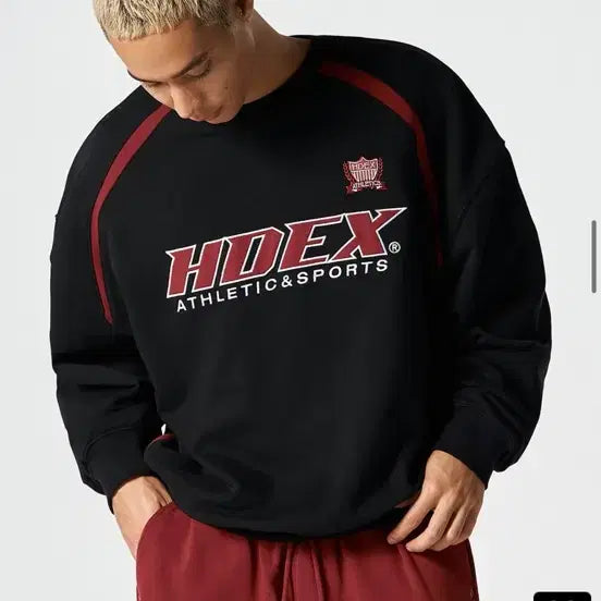 [BUNJANG] HDEX Origin Color Block Sweatshirt (Black) / HDEX 오리진 컬러 블럭 스웨트 셔츠 (Black)