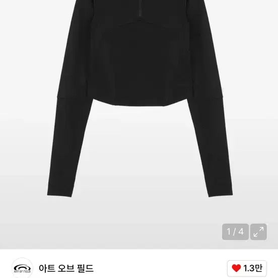 [BUNJANG] Art of Field Half Zip Cropped T-Shirt Black / 아트오브 필드 하프집업 크롭티 블랙