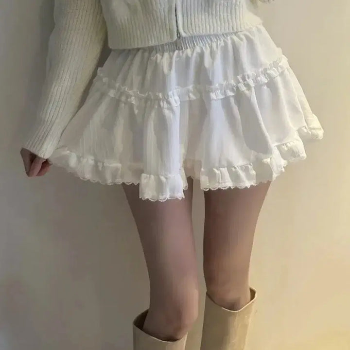 [SOLD OUT] 에이블리 프릴 레이스 캉캉스커트 화이트