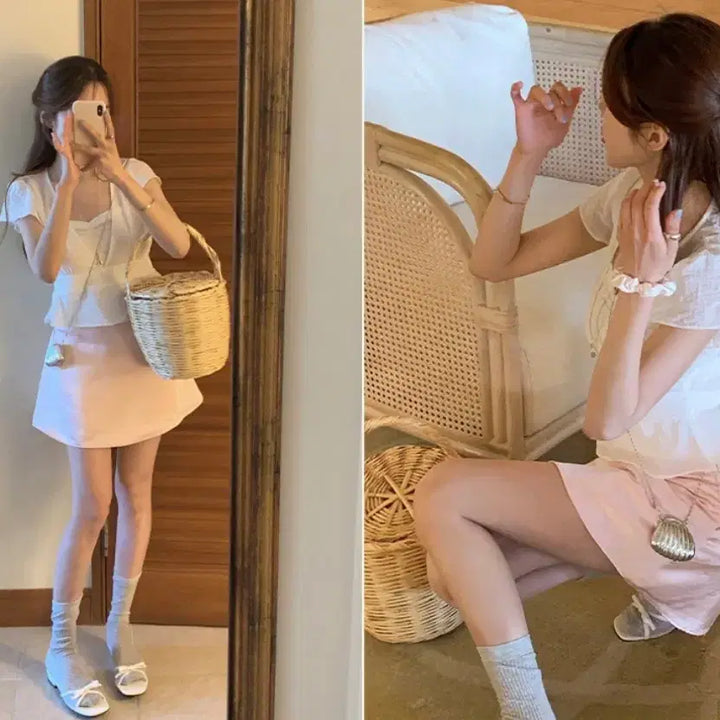 [BUNJANG] Modern Robe Angel Ring Summer Blouse White / 모던로브 엔젤링 썸머 블라우스 화이트