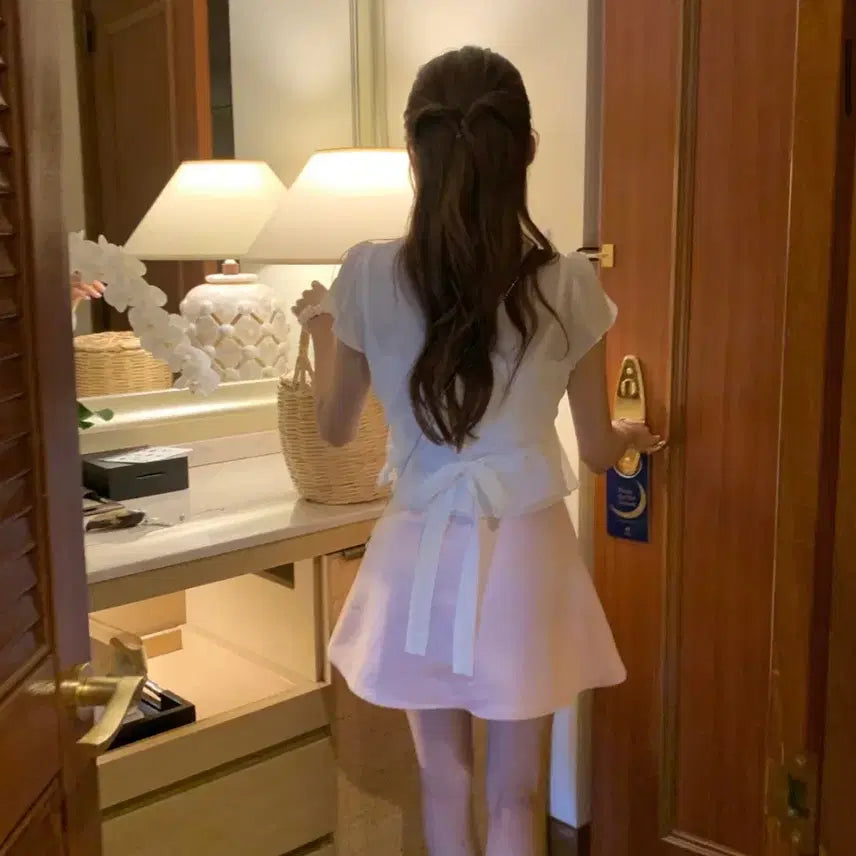 [BUNJANG] Modern Robe Angel Ring Summer Blouse White / 모던로브 엔젤링 썸머 블라우스 화이트