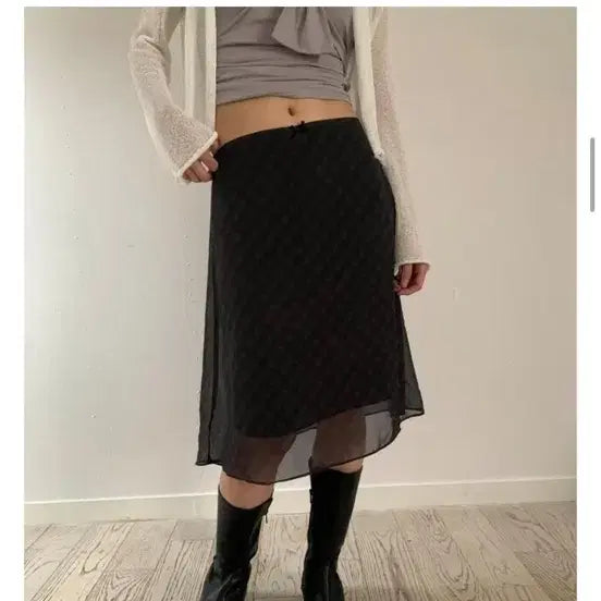 [BUNJANG] Lekim Check Midi Chiffon Skirt / 릿킴체크미디쉬폰스커트쉬폰스커트여름스커트여름치마체크스커트