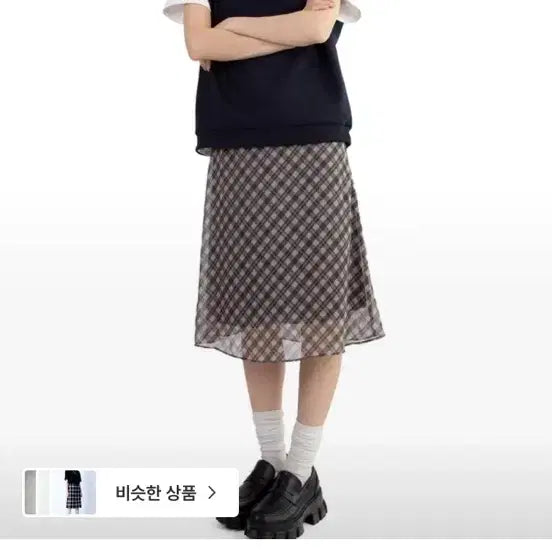 [BUNJANG] Lekim Check Midi Chiffon Skirt / 릿킴체크미디쉬폰스커트쉬폰스커트여름스커트여름치마체크스커트