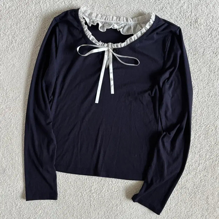 [BUNJANG] Vintage Navy Lace Point Inner Top / 빈티지 네이비 레이스포인트 이너 탑