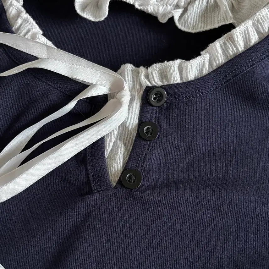[BUNJANG] Vintage Navy Lace Point Inner Top / 빈티지 네이비 레이스포인트 이너 탑