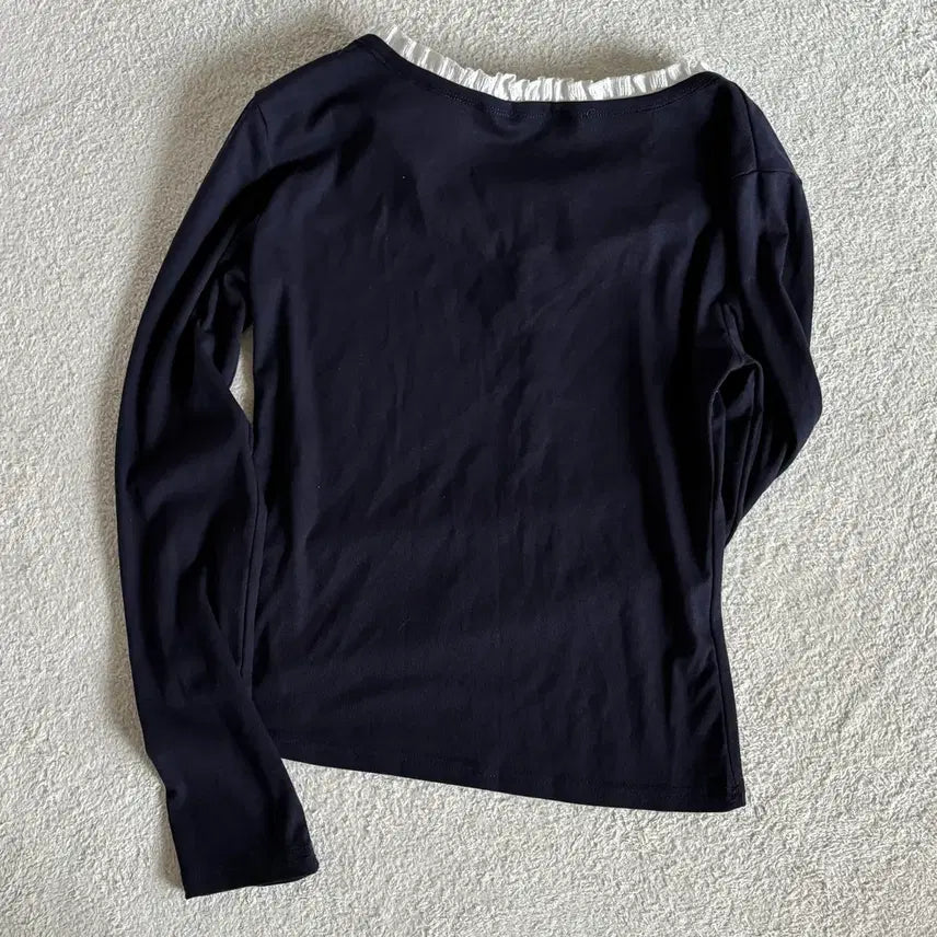 [BUNJANG] Vintage Navy Lace Point Inner Top / 빈티지 네이비 레이스포인트 이너 탑