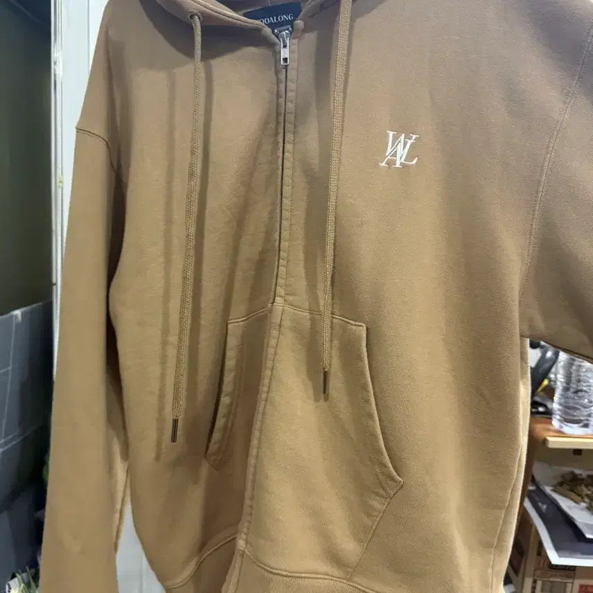 [BUNJANG] Woooalong Signature Hoodie Zip-up Brown Set / [셋업세트판매] 우알롱 시그니처 후드집업 브라운 상하의 세트 후드티