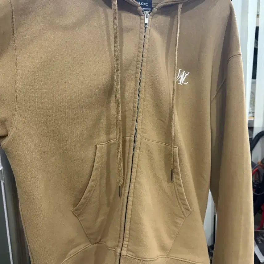 [BUNJANG] Woooalong Signature Hoodie Zip-up Brown Set / [셋업세트판매] 우알롱 시그니처 후드집업 브라운 상하의 세트 후드티