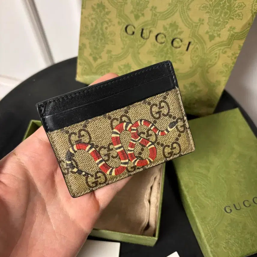 [BUNJANG] Gucci Kingsnake GG Supreme Card Wallet / 구찌 킹스네이크 카드지갑 GG 수프림