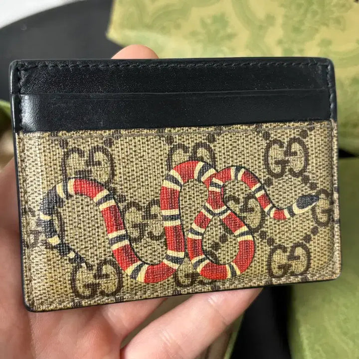 [BUNJANG] Gucci Kingsnake GG Supreme Card Wallet / 구찌 킹스네이크 카드지갑 GG 수프림
