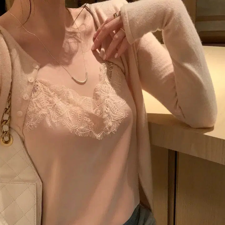 [BUNJANG] Aubezest Silk Lace Cami Top / 오브제스트 실크 레이스 끈 나시 (허리스트링 포함) 데이트룩 실크 나시