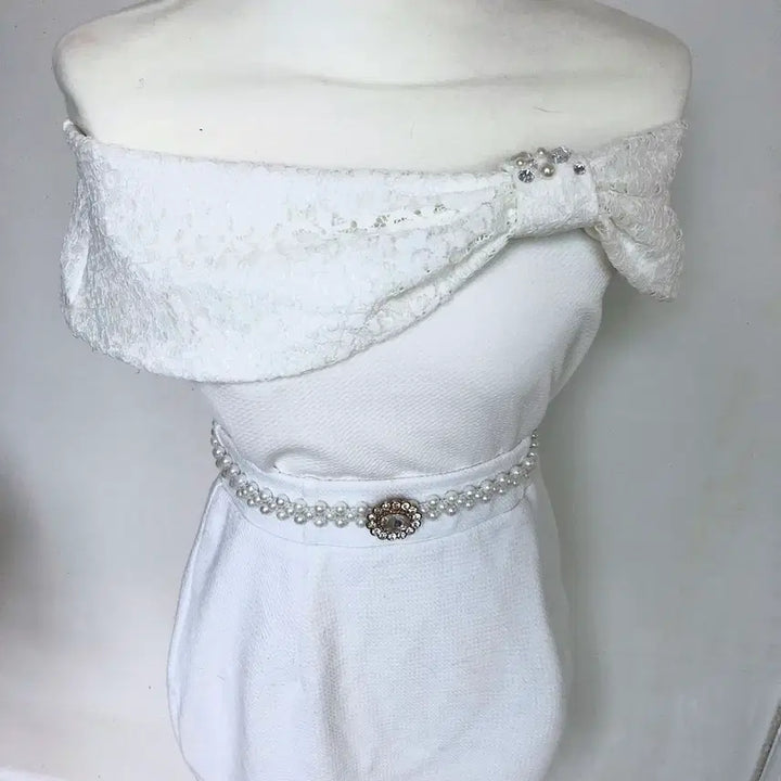 [BUNJANG] Cecil McBee White Off-Shoulder Two-Piece Set / 스나계 세실맥비 화이트 오프숄더 투피스 / 그레일 앙크루즈 갸루