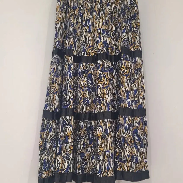 [BUNJANG] Patterned Elastic Waist Long Skirt / 빅사이즈 패턴 밴딩 롱스커트