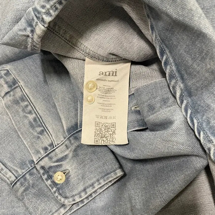 [BUNJANG] Ami Small Heart Logo Cotton Shirt Used Blue L / [시착 1회] 아미 ami 스몰 하트로고 코튼 셔츠 유즈드 블루 L