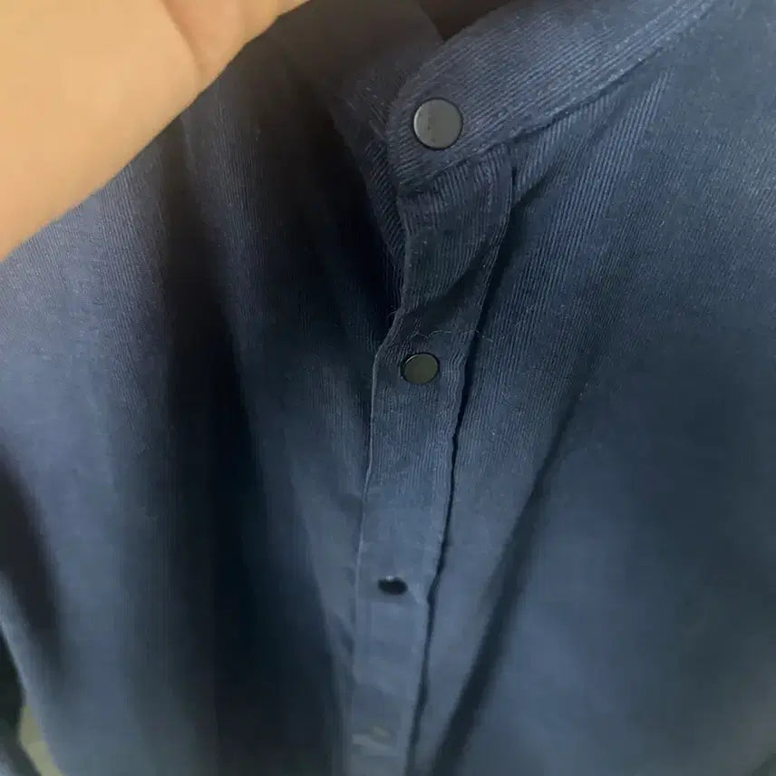[BUNJANG] The Kooples Stand Collar Navy Corduroy Shirt (M) / 더 쿠플스 스탠드카라 네이비 코듀로이 셔츠m