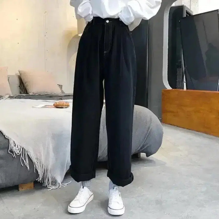 [BUNJANG] Stitch Black Jeans / 스티치블랙진