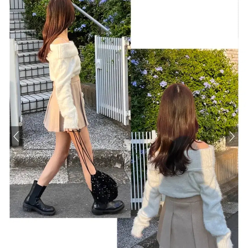 [BUNJANG] GRL Off-Shoulder Pearl Angora Knit Top / 일브 스나계 GRL 오프숄더 진주 앙고라 니트 양산형 양지뢰