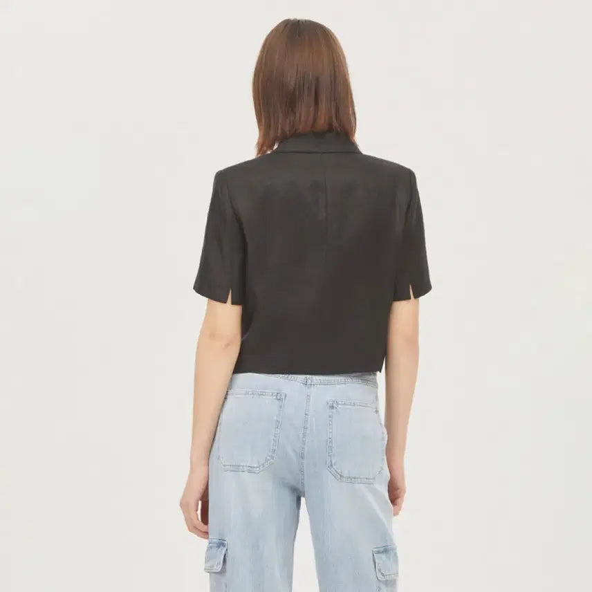 [BUNJANG] Sisley Linen Herringbone Short Crop Jacket / 23년 시슬리 린넨100% 헤링본 반팔 숏 크롭 자켓 린넨여름하객룩출근룩
