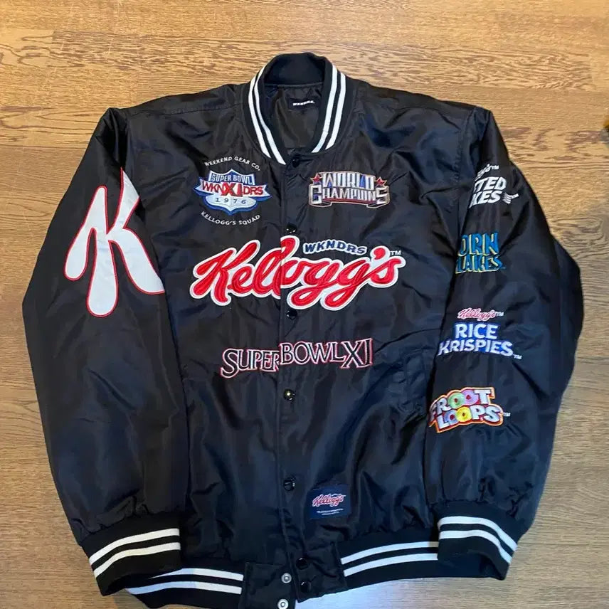 [BUNJANG] Weekenders Kellogg Varsity Jacket XL Black / 위캔더스 켈로그 바시티 점퍼 xl 블랙
