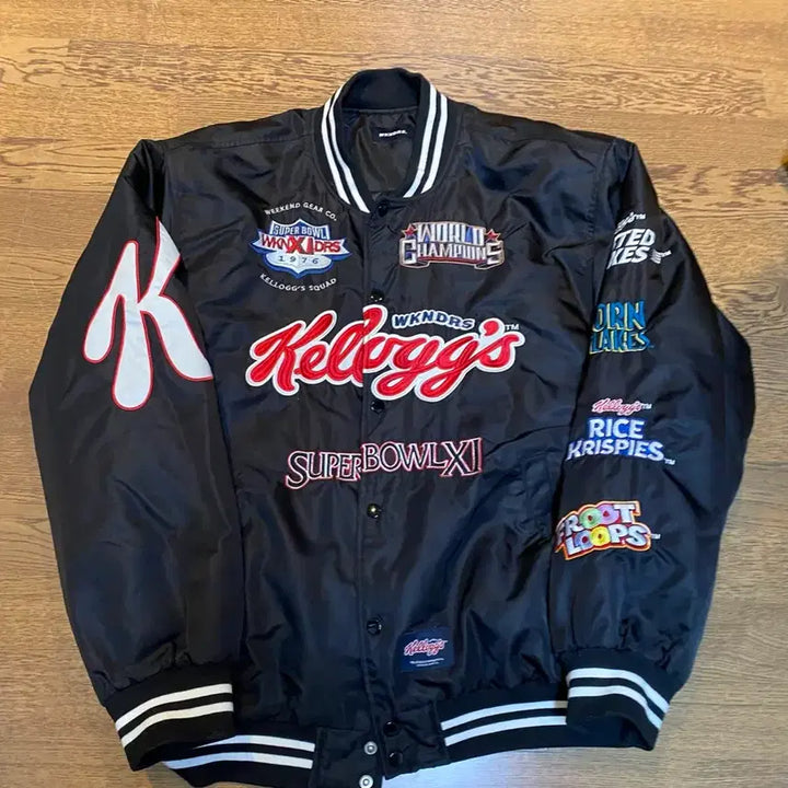 [BUNJANG] Weekenders Kellogg Varsity Jacket XL Black / 위캔더스 켈로그 바시티 점퍼 xl 블랙