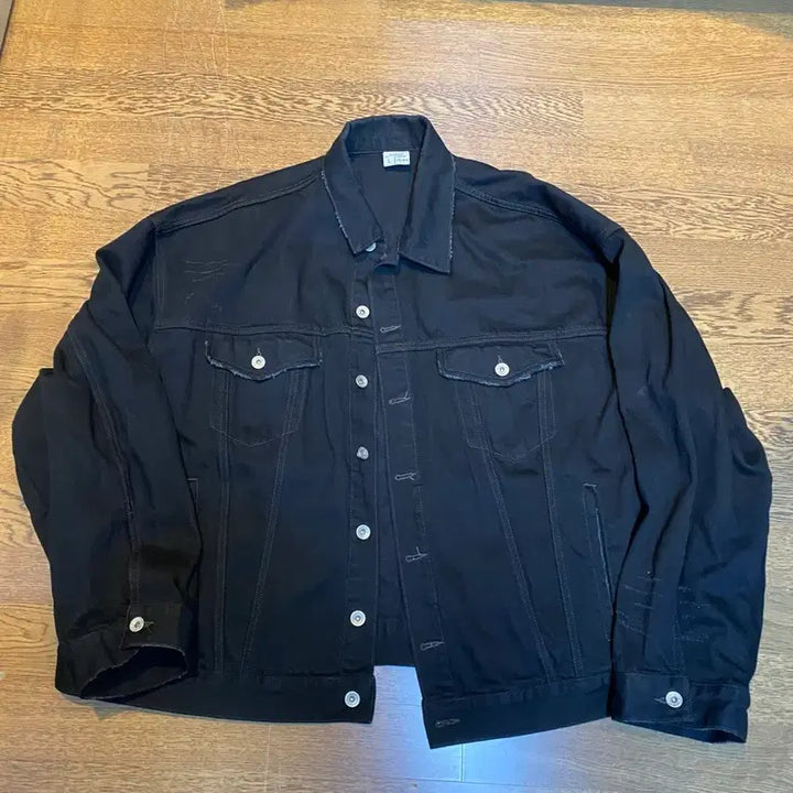 [BUNJANG] STU Oversized Denim Trucker Jacket - Black / STU 오버핏 데님 트러커 자켓 L 블랙