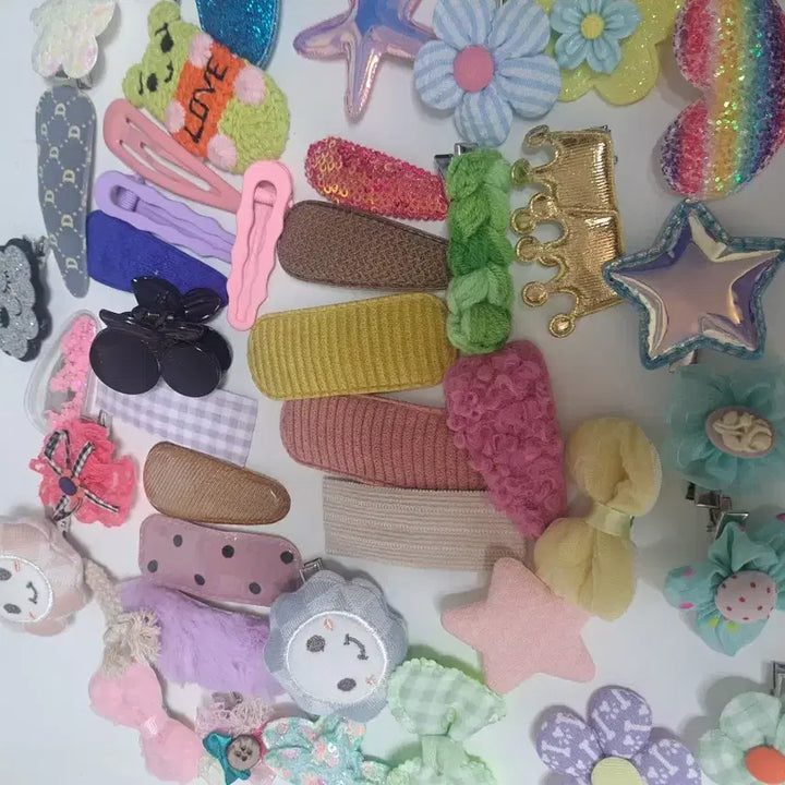 [BUNJANG] H1 Assorted Hair Clips Bundle Set / H1   50개 재고정리 집게핀 똑딱핀 자투리 일괄