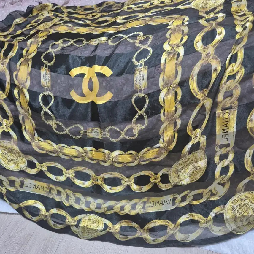 [BUNJANG] Chanel Silk Scarf / 샤넬체인모양. 실크스카프