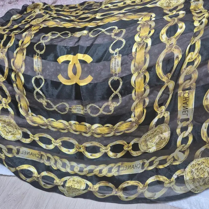 [BUNJANG] Chanel Silk Scarf / 샤넬체인모양. 실크스카프
