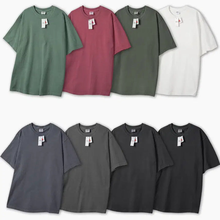 [BUNJANG] Unisex Pigment Vintage Plain T-shirt / [남여공용]1+1 피그먼트 빈티지 무지반팔티M-XL
