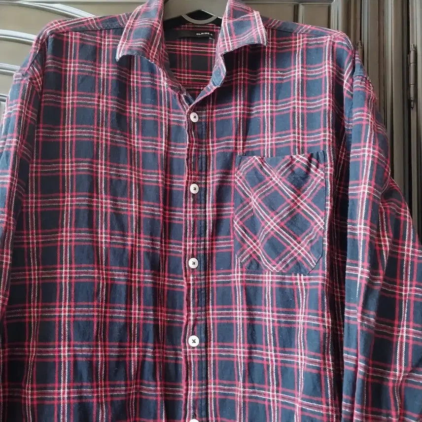 [BUNJANG] Club J Red/Navy Check Shirt / 클럽제이 레드/네이비 체크 남방