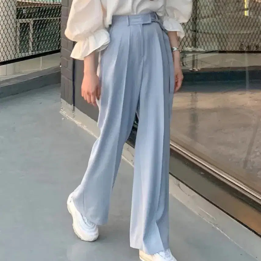 [BUNJANG] Pintuck Slacks - White / 찰랑 뒷밴딩 핀턱 슬랙스 새상품 화이트