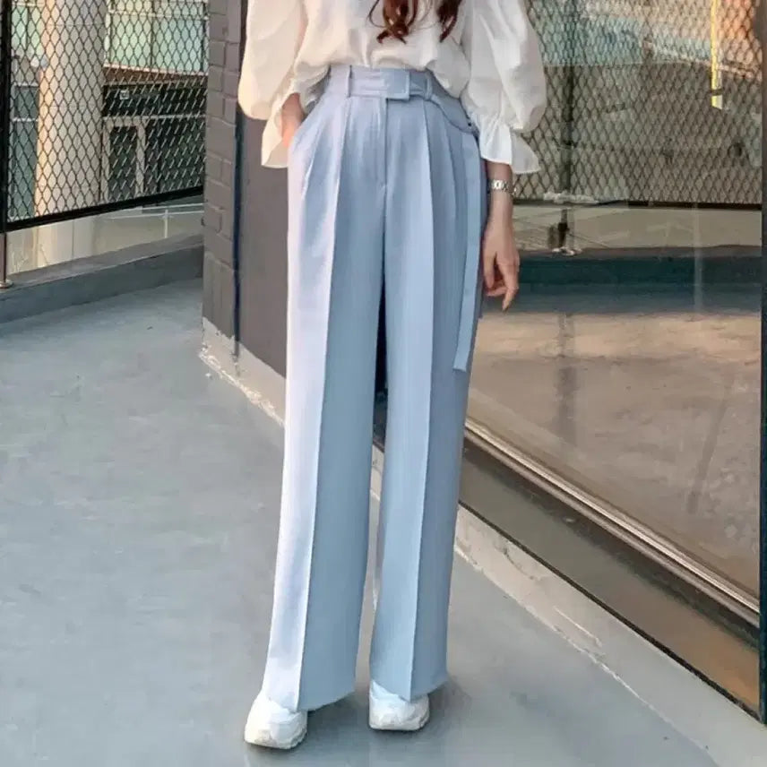 [BUNJANG] Pintuck Slacks - White / 찰랑 뒷밴딩 핀턱 슬랙스 새상품 화이트