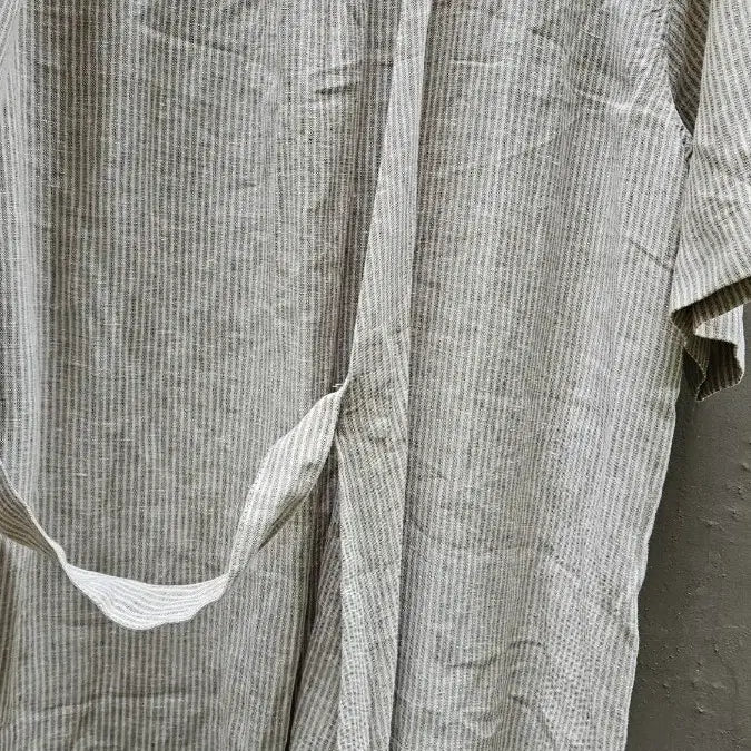 [BUNJANG] Linen Striped Wrap Dress / 린넨 스트라이프 랩 원피스