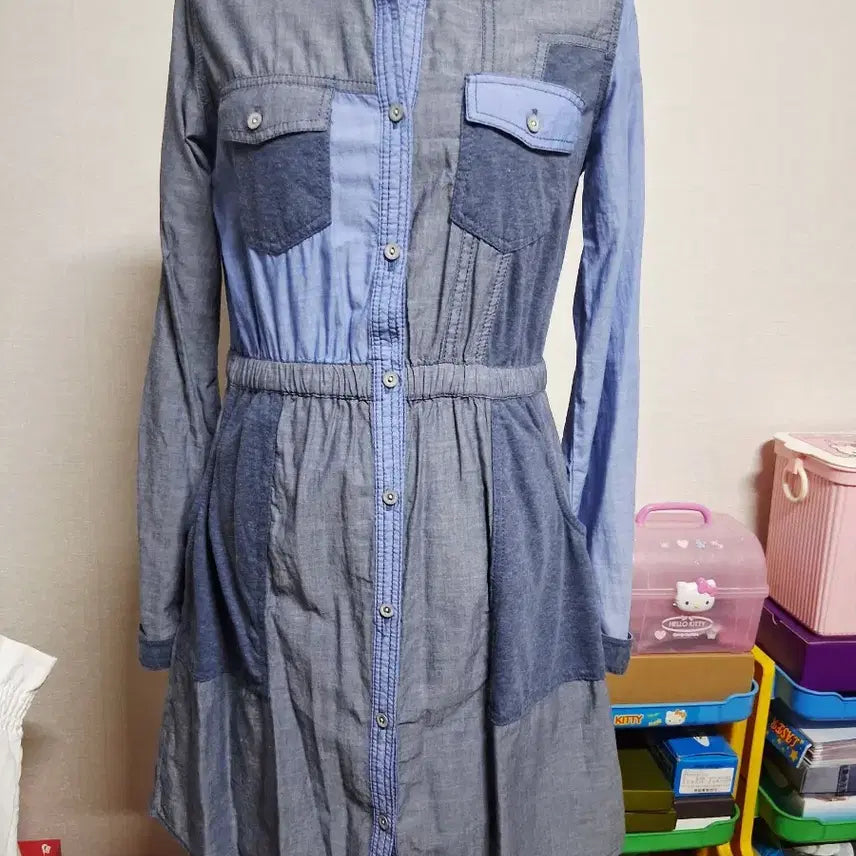 [BUNJANG] Tommy Hilfiger Mixed Material Shirt Dress / 정품)타미힐 피거 소재 믹스 셔츠형 원피스 [택/새상품]