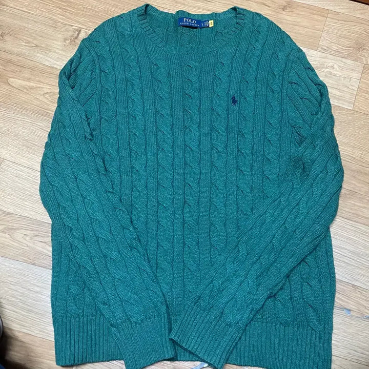 [BUNJANG] Polo Cable Knit Sweater, Deep Green, Size L / 폴로 신형 케이블니트 진한 그린색상 L사이즈 (105사이즈)