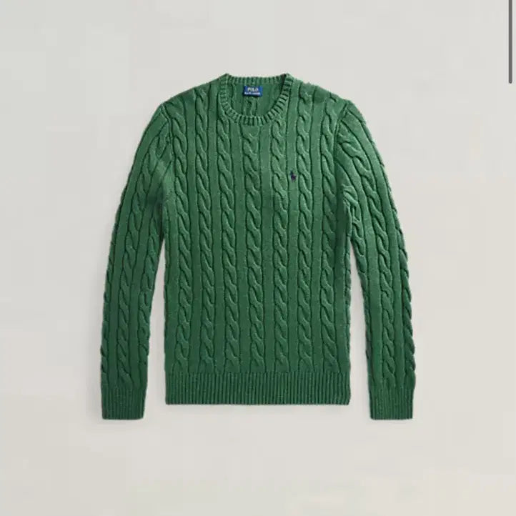 [BUNJANG] Polo Cable Knit Sweater, Deep Green, Size L / 폴로 신형 케이블니트 진한 그린색상 L사이즈 (105사이즈)