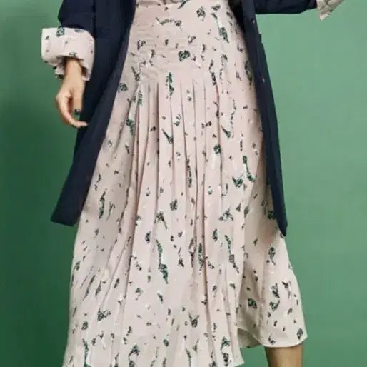 [BUNJANG] MagJ Plisse Long Skirt Floral Pattern / 매그제이 플리츠 롱 스커트 핑크 꽃무늬