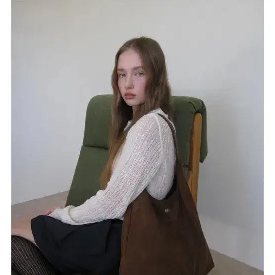 [BUNJANG] Merci Suede Shoulder Bag - Dark Brown / 메르시 스웨이드 숄더백 다크브라운