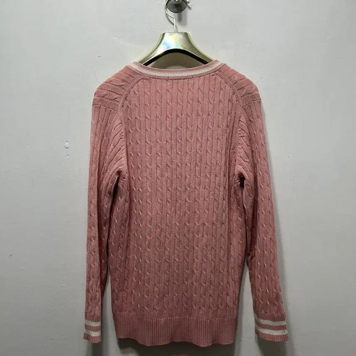 [BUNJANG] Beanpole Pink Cable V-Neck Knit Sweater / 빈폴 핑크 케이블 V넥 니트 100
