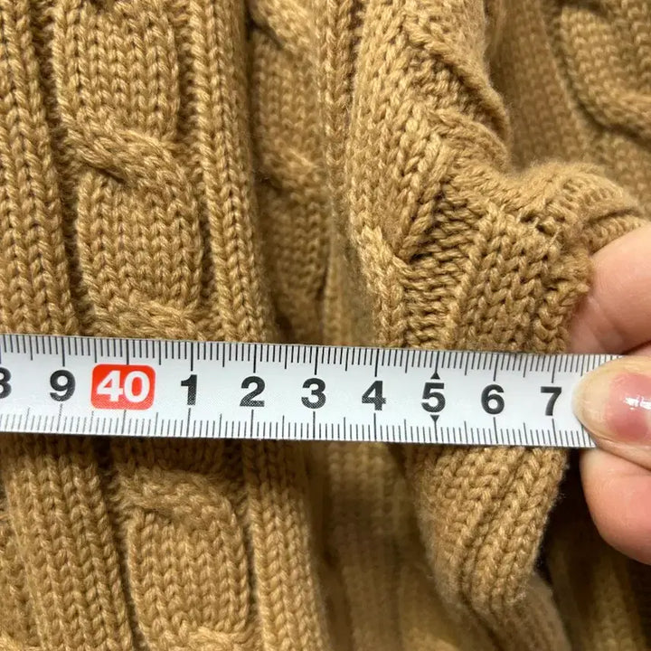 [BUNJANG] Polo Ralph Lauren Cable Knit Brown Sweater / 폴로 랄프로렌 케이블 니트 브라운 S