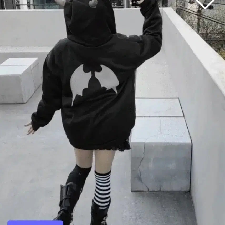 [BUNJANG] Devil Horn Wing Hooded Zip-up / 지뢰계 악마 뿔 날개 후드집업 판매