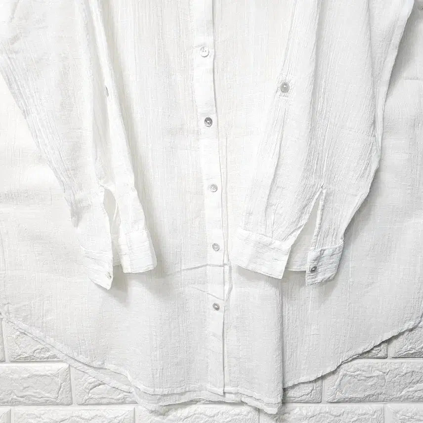 [BUNJANG] White Long Blouse / 얇은 롱 남방